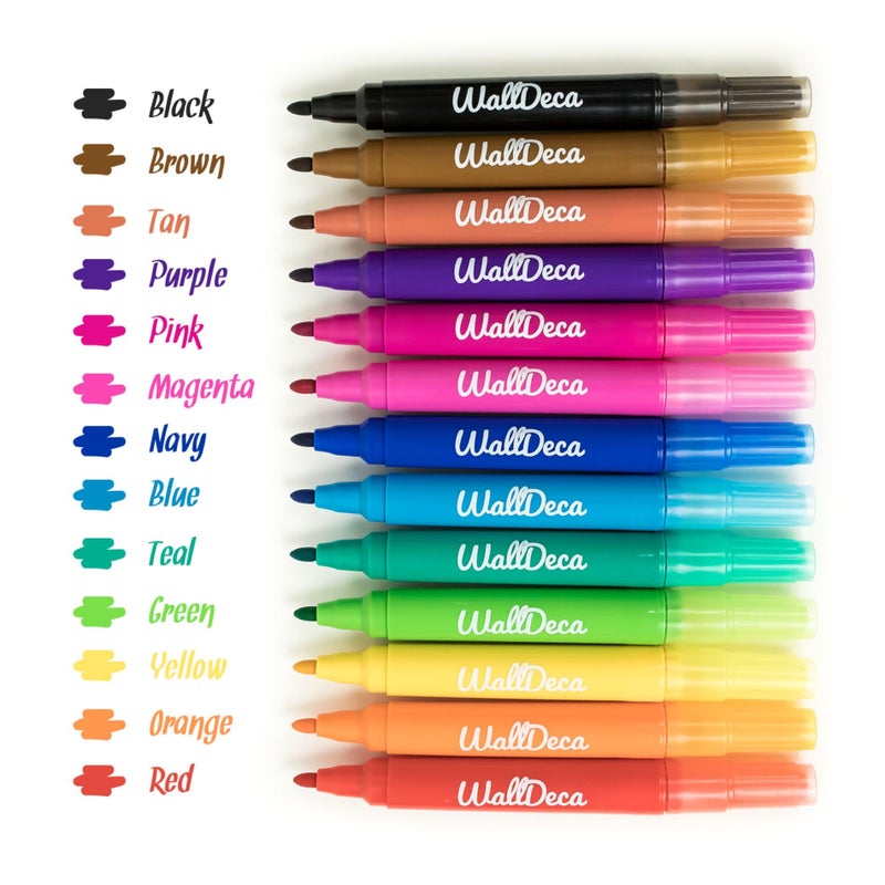 WallDeca Dry Erase Markers for Kids Non-toxic, 13 Pack, Washable, Colorful Pastel Colors, Fine Tip Skinny Pens, Thin Whiteboard Low Odor Markers for Toddlers, Vibrant and Quick Dry - Image 2